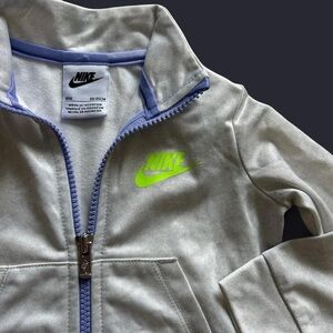 Nike Baby Track Jacket Light  Creamy Gray, Neon Yellow Swoosh, Purple Zipper 18M